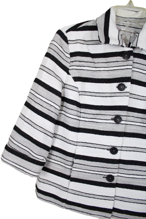 Draper's & Damons Black White Striped Jacket | Petite S