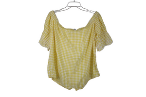 Old Navy Yellow Gingham Off-The-Shoulder Top | L