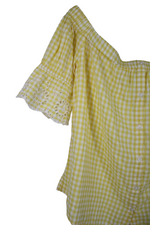 Old Navy Yellow Gingham Off-The-Shoulder Top | L