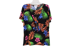 Vintage Carolyn Strauss Black Tropical Top | M