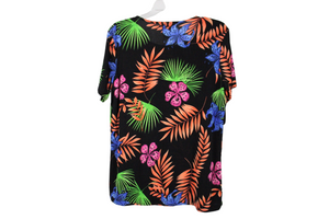 Vintage Carolyn Strauss Black Tropical Top | M