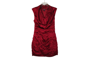 Express Red Ruched Satin Style Dress | 6