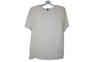 Vintage Joseph LeBon White Sequined Silk Top | 10