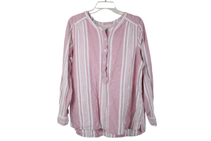 D&Co. Pink Linen Striped Top | L