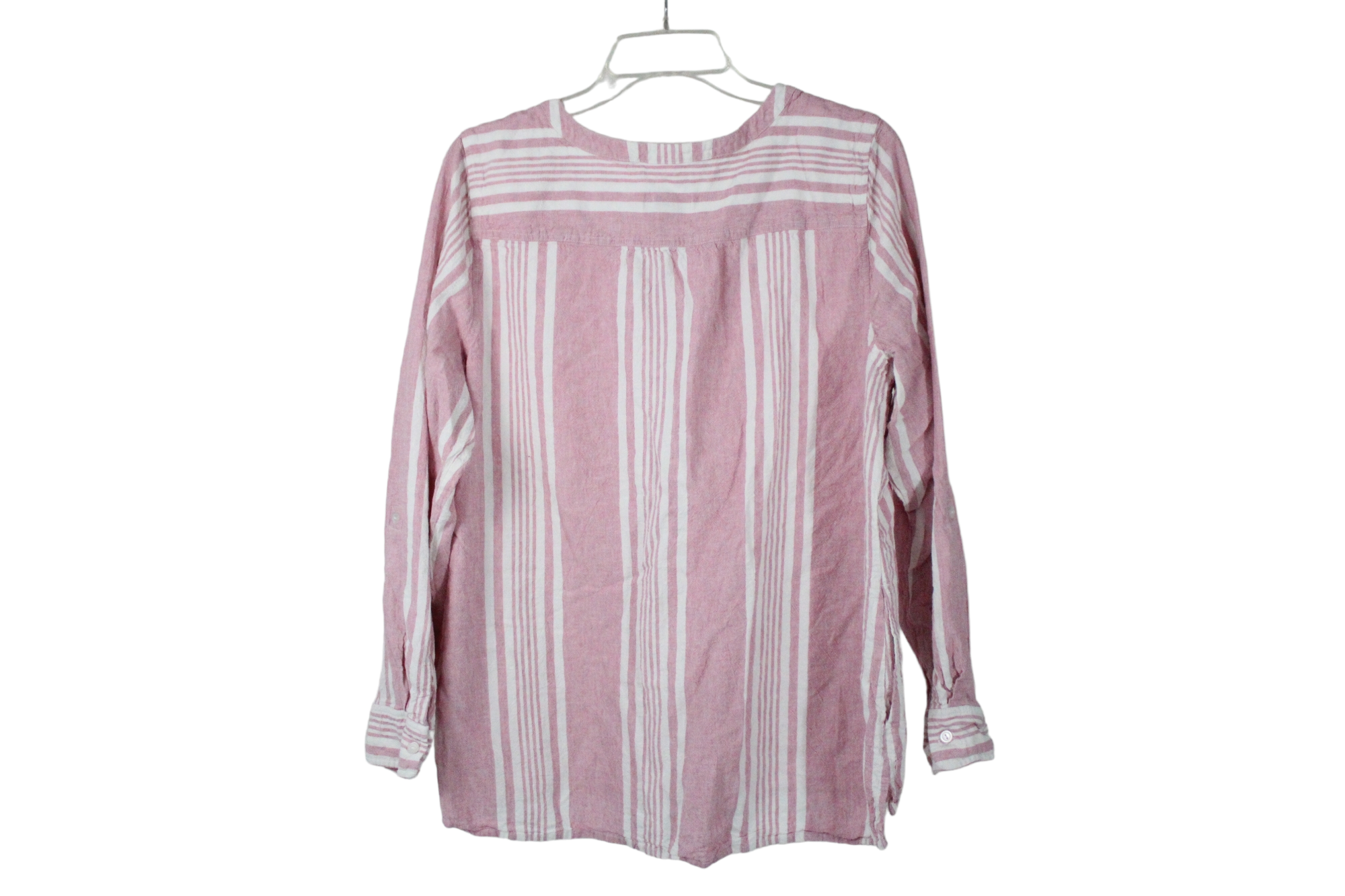 D&Co. Pink Linen Striped Top | L