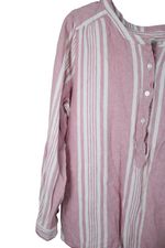 D&Co. Pink Linen Striped Top | L