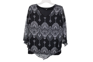 Sara Michelle Black Shimmer Blouse | L