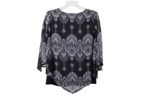 Sara Michelle Black Shimmer Blouse | L