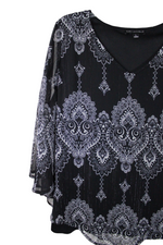 Sara Michelle Black Shimmer Blouse | L