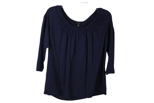 Talbots Top Womens XL Navy Blue 100% Pima Cotton Tee Shirt