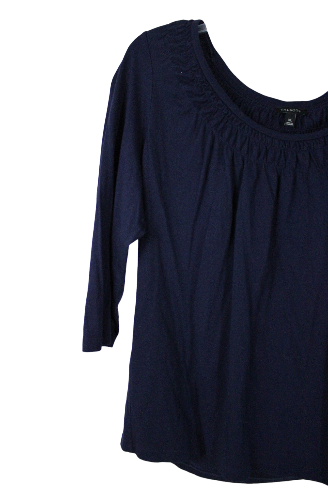 Talbots Top Womens XL Navy Blue 100% Pima Cotton Tee Shirt