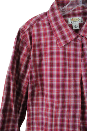 Talbots Pink Plaid Shirt | L Petite