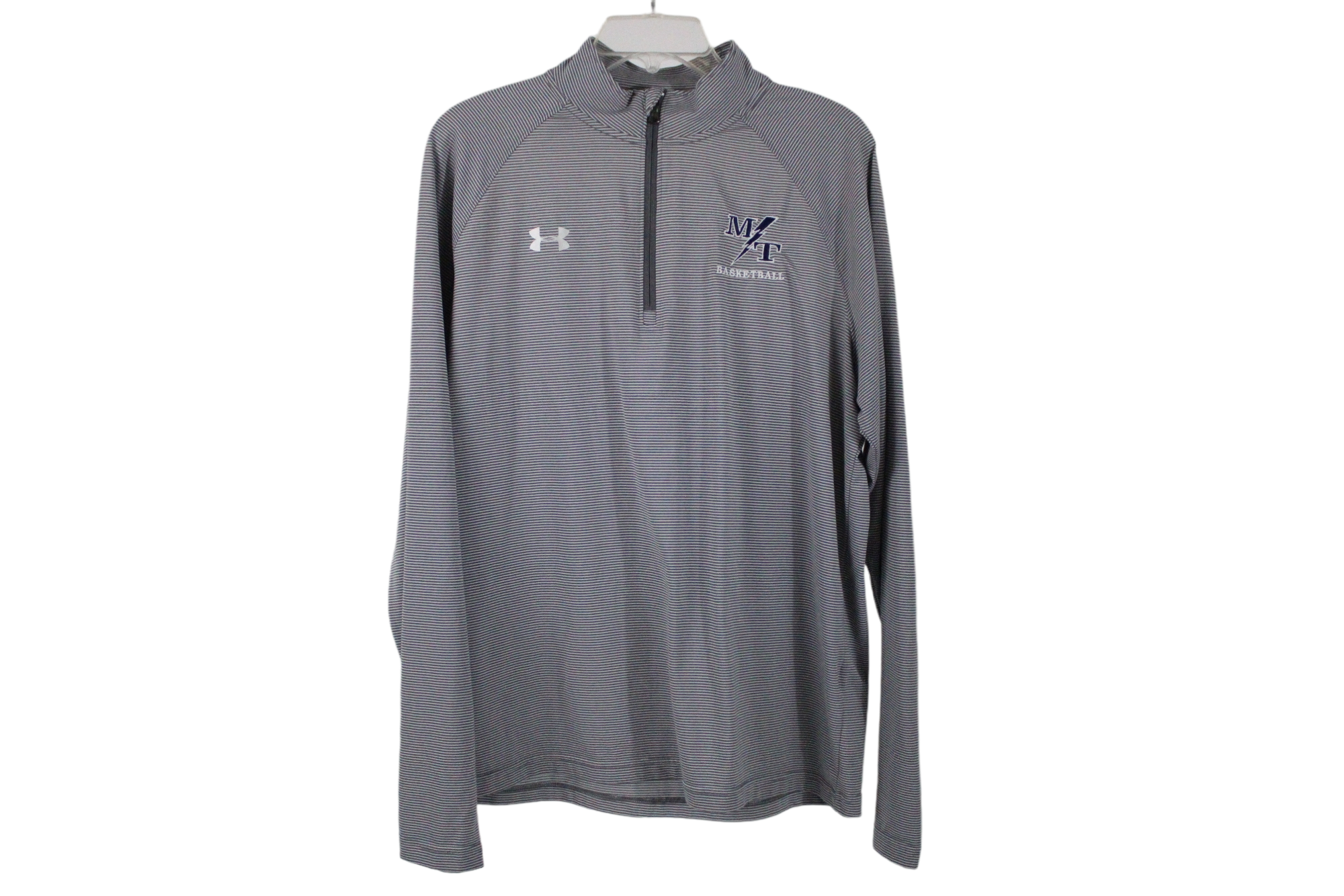 Under Armour MT Basketball Gray Striped Pullover | L