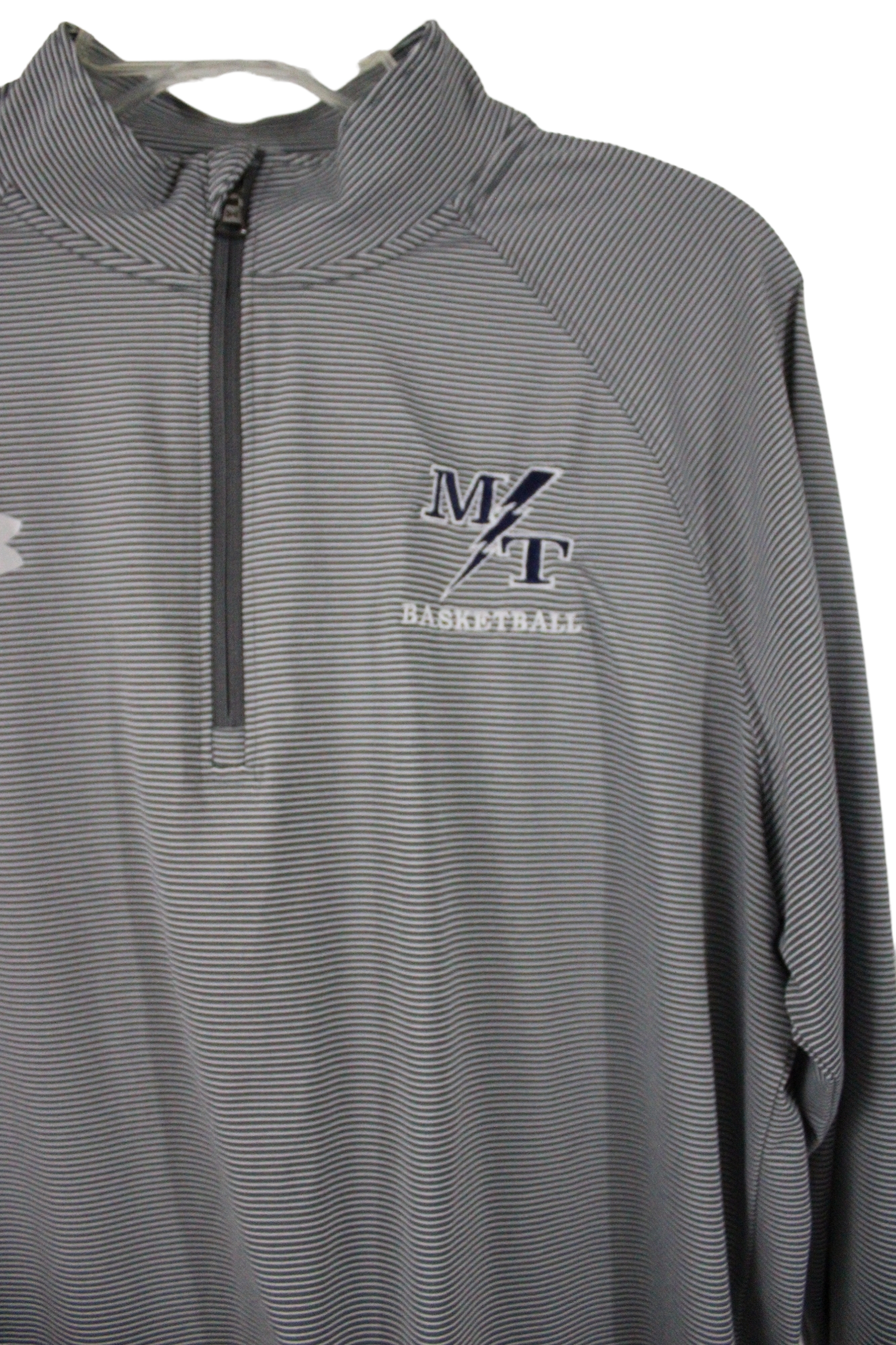 Under Armour MT Basketball Gray Striped Pullover | L