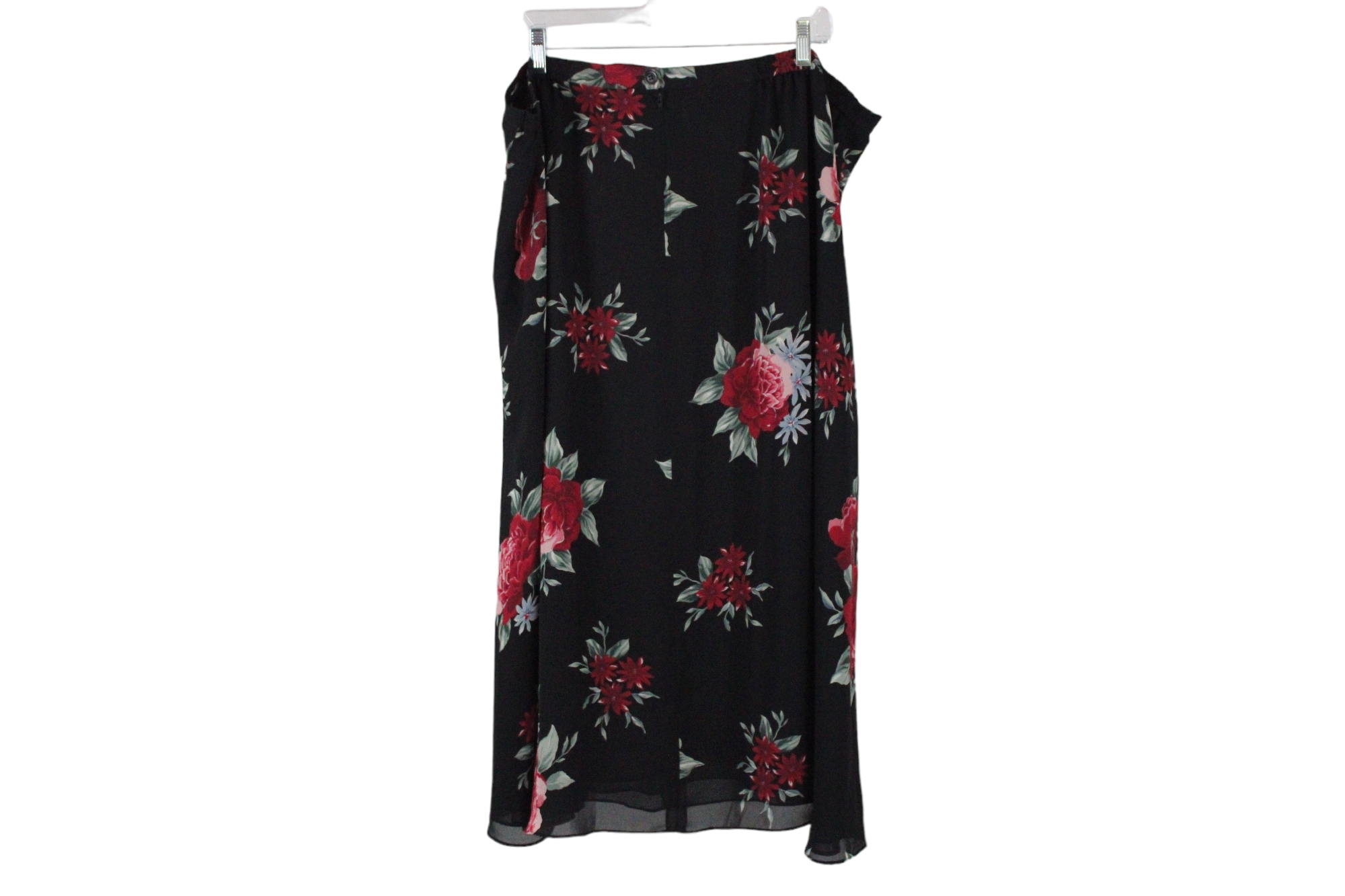 Vintage Russ Red Black Floral Skirt | 24W