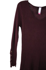 No Boundaries Maroon Rib Midi Sweater Dress | XL