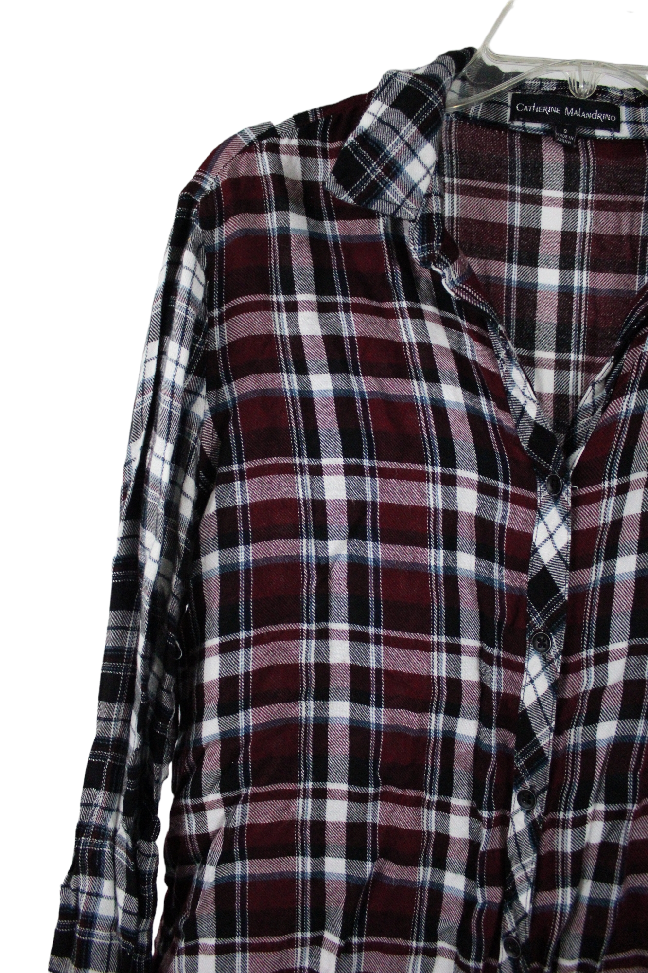 Catherine Malandrino Maroon Plaid Shirt | S