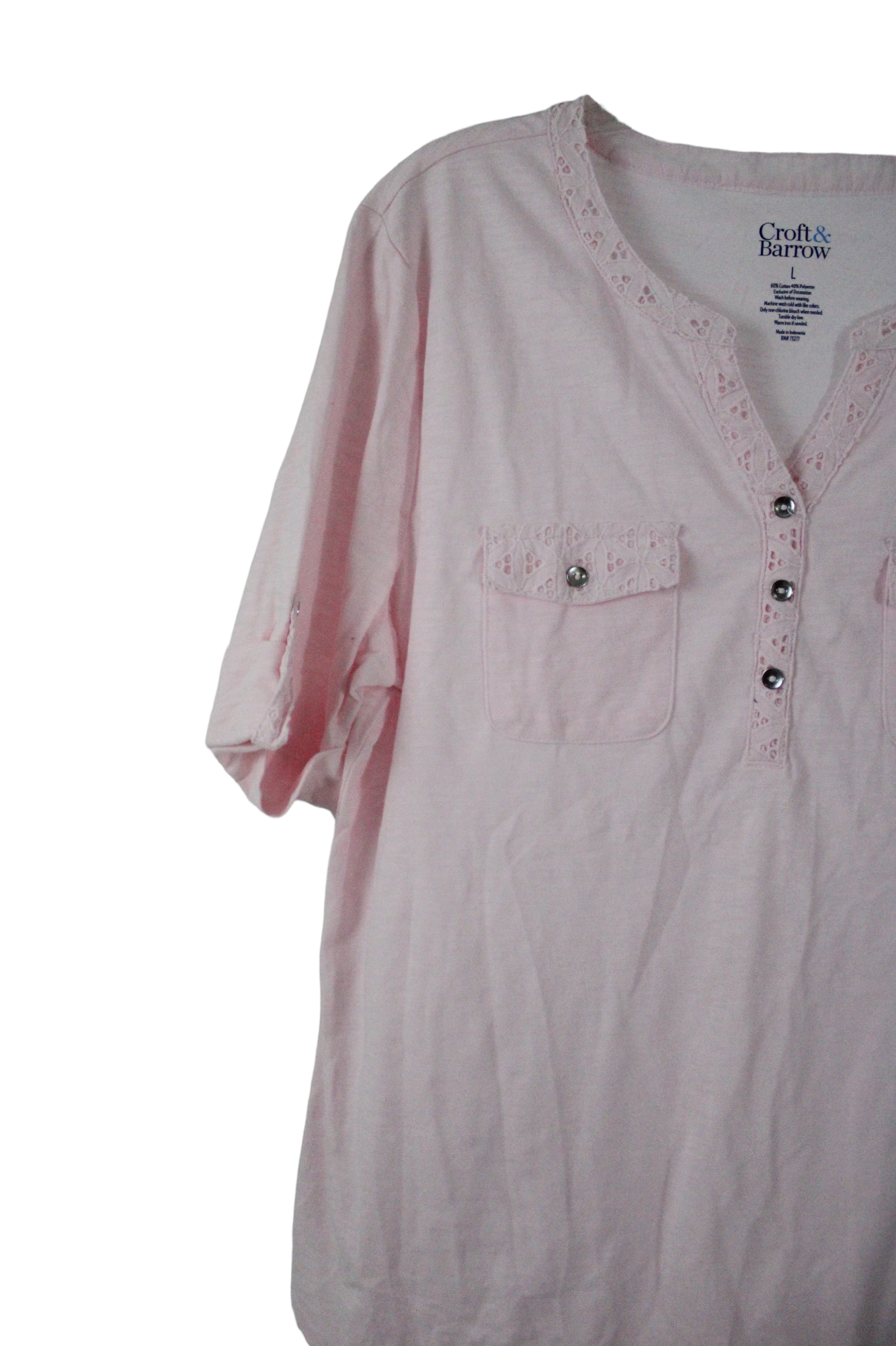 Croft & Barrow Pale Pink Top | L