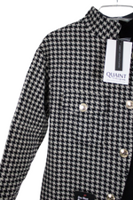 NEW Quaint Houndstooth Asymmetrical Wool Coat | 32 Petite