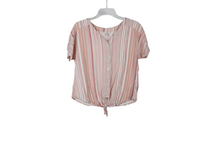 Como Vintage Pink Striped Top | M