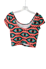 Charlotte Russe Pink Aztec Crop Shirt | M